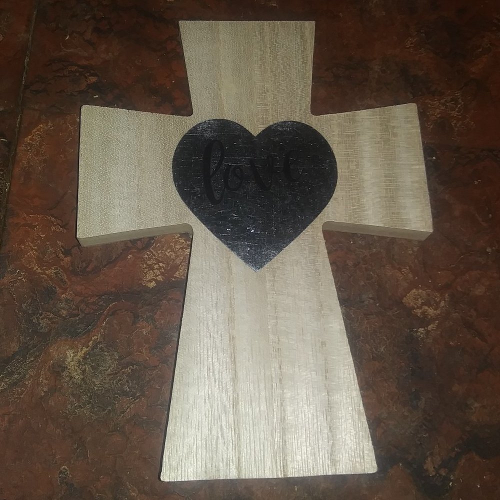 Wooden/Metal Cross "Love" Home Decor